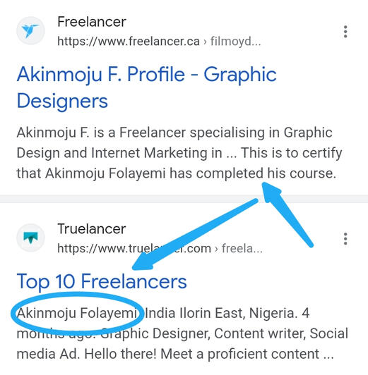 IMAGE ABOVE SHOWS MY NAME AMONG TOP 10 FREELANCERS